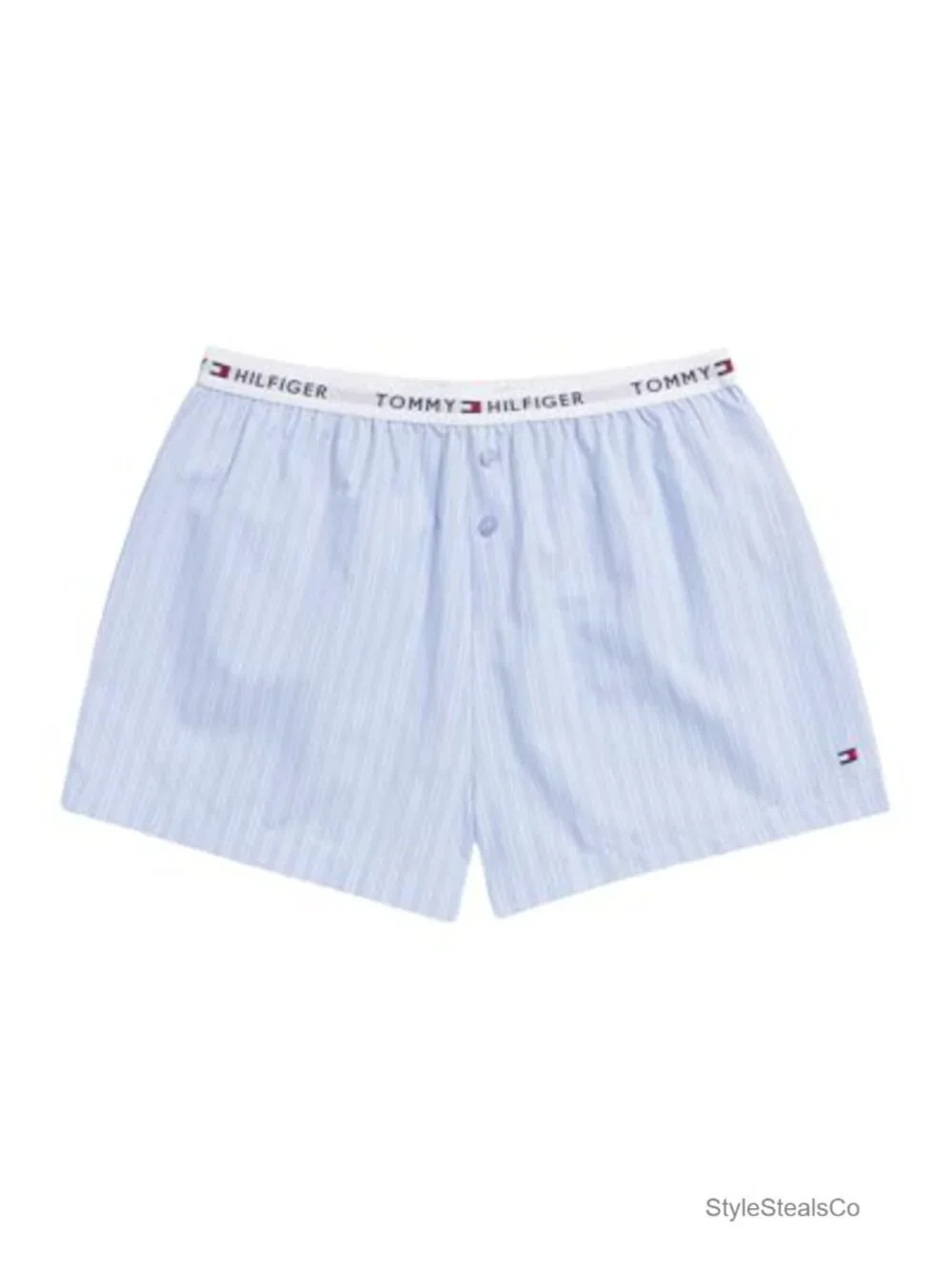 Woven Pajama Shorts with Faux Button Closure, Cotton Pull-On